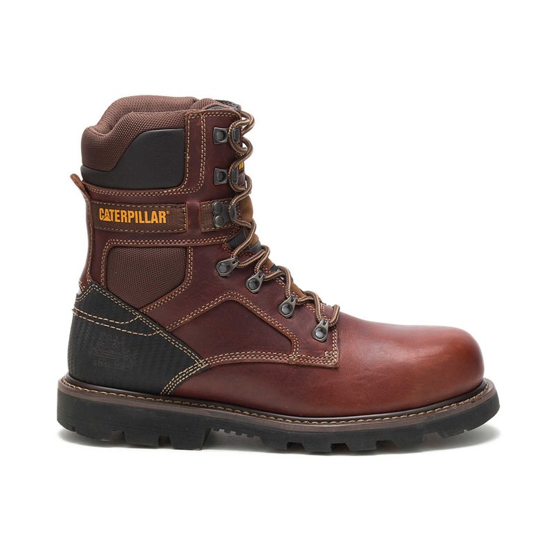 CatFootweat Indiana 2.0 Steel Toe Men\'s Work Boots Brown | 38MTKHQXB