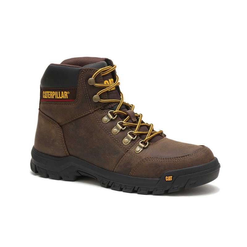 CatFootweat Outline Men's Work Boots Brown | 98YVLJUXS