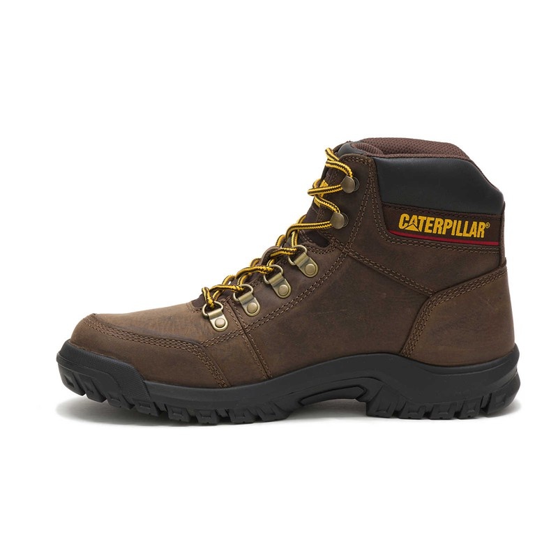 CatFootweat Outline Men's Work Boots Brown | 98YVLJUXS