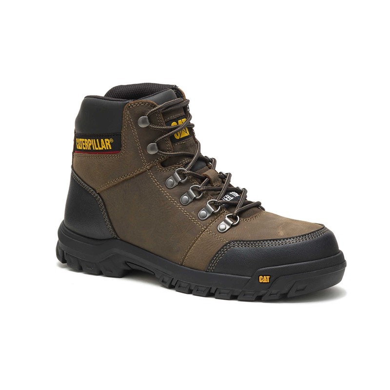 CatFootweat Outline Steel Toe Men's Work Boots Dark Grey | 37EPBKCIM