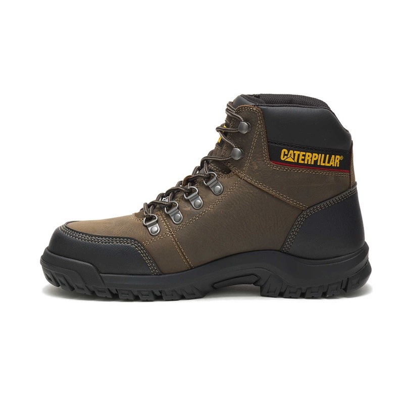 CatFootweat Outline Steel Toe Men's Work Boots Dark Grey | 37EPBKCIM