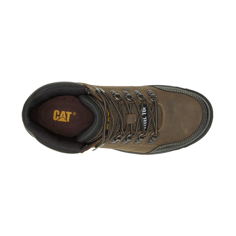 CatFootweat Outline Steel Toe Men's Work Boots Dark Grey | 37EPBKCIM