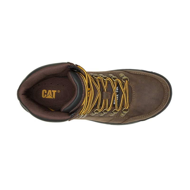 CatFootweat Outline Steel Toe Men's Work Boots Brown | 31YACOHDX