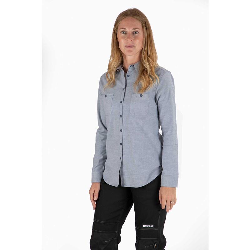 CatFootweat Oxford Long Sleeve Shirt Women's Workwear Blue | 96DSMIVCW