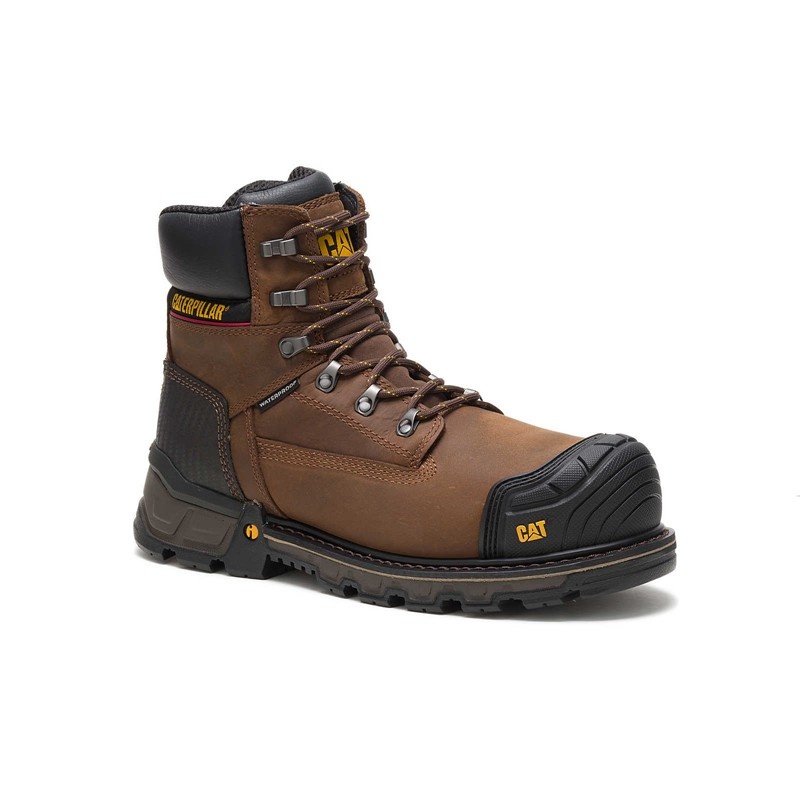 CatFootweat Safety Men's Work Boots Dark Brown | 82LSWUOBD