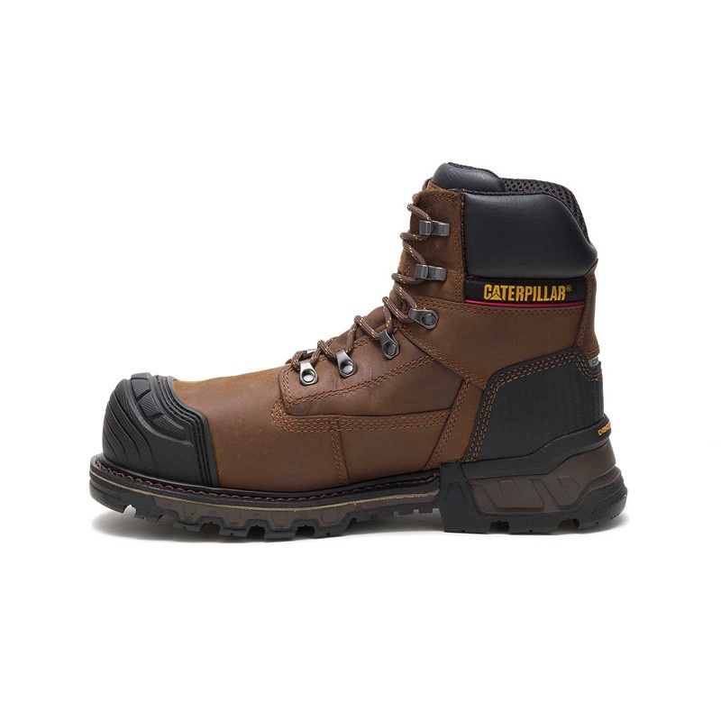 CatFootweat Safety Men's Work Boots Dark Brown | 82LSWUOBD