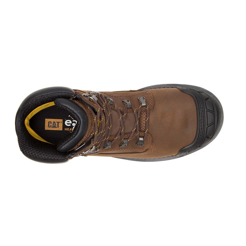 CatFootweat Safety Men's Work Boots Dark Brown | 82LSWUOBD