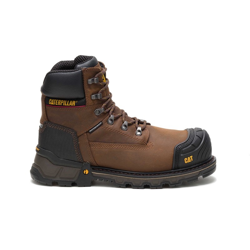 CatFootweat Safety Men\'s Work Boots Dark Brown | 82LSWUOBD