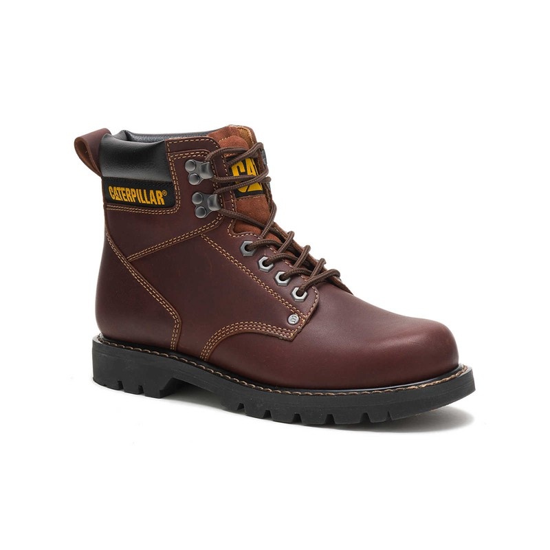 CatFootweat Second Shift Men's Work Boots Brown | 15IRXYKFG