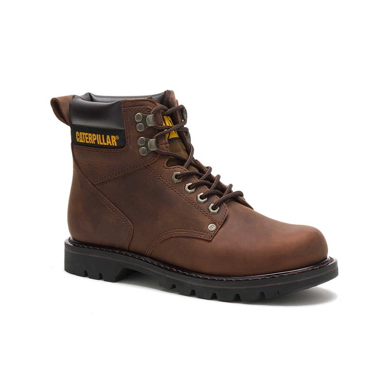 CatFootweat Second Shift Men's Work Boots Dark Brown | 81LHTXKCJ