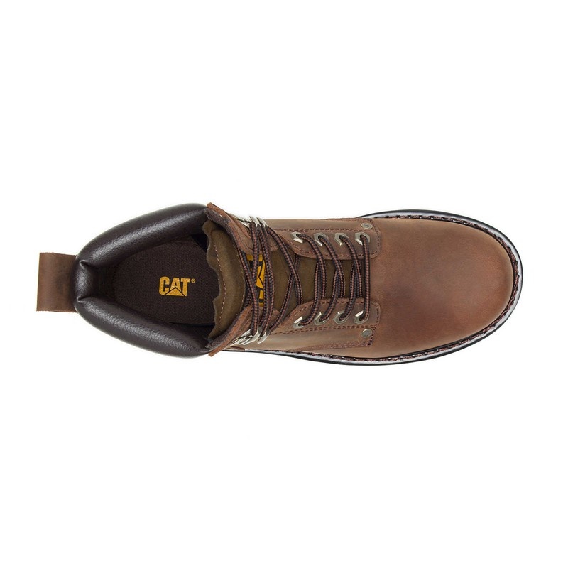 CatFootweat Second Shift Men's Work Boots Dark Brown | 81LHTXKCJ