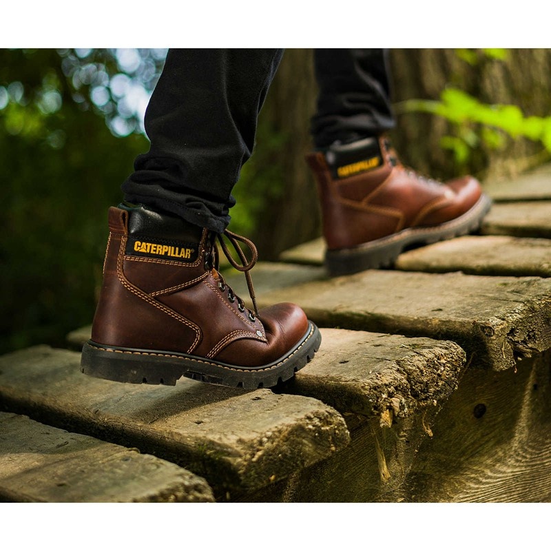 CatFootweat Second Shift Men's Work Boots Dark Brown | 81LHTXKCJ