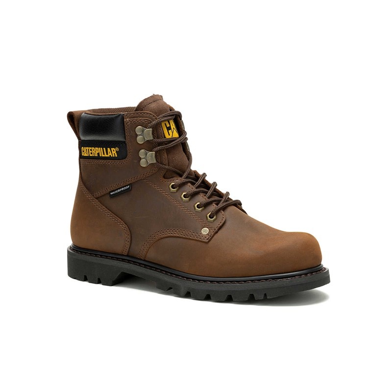 CatFootweat Second Shift Waterproof Men's Work Boots Dark Brown | 30VWNYAZE