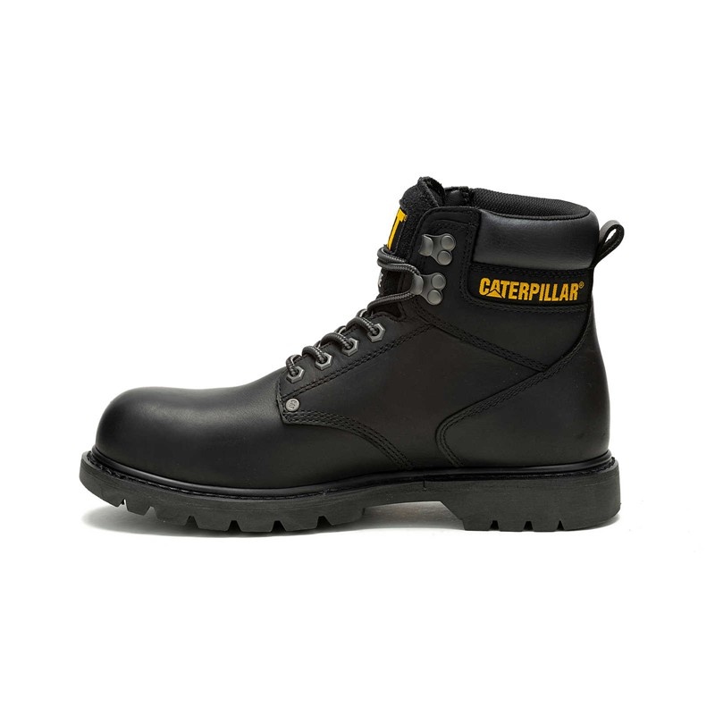 CatFootweat Second Shift Waterproof Steel Toe Men's Work Boots Black | 87WUTSFND