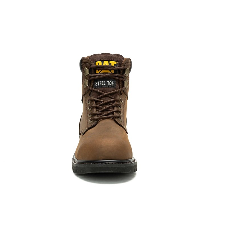 CatFootweat Second Shift Waterproof Steel Toe Men's Work Boots Dark Brown | 30ICRBNQF