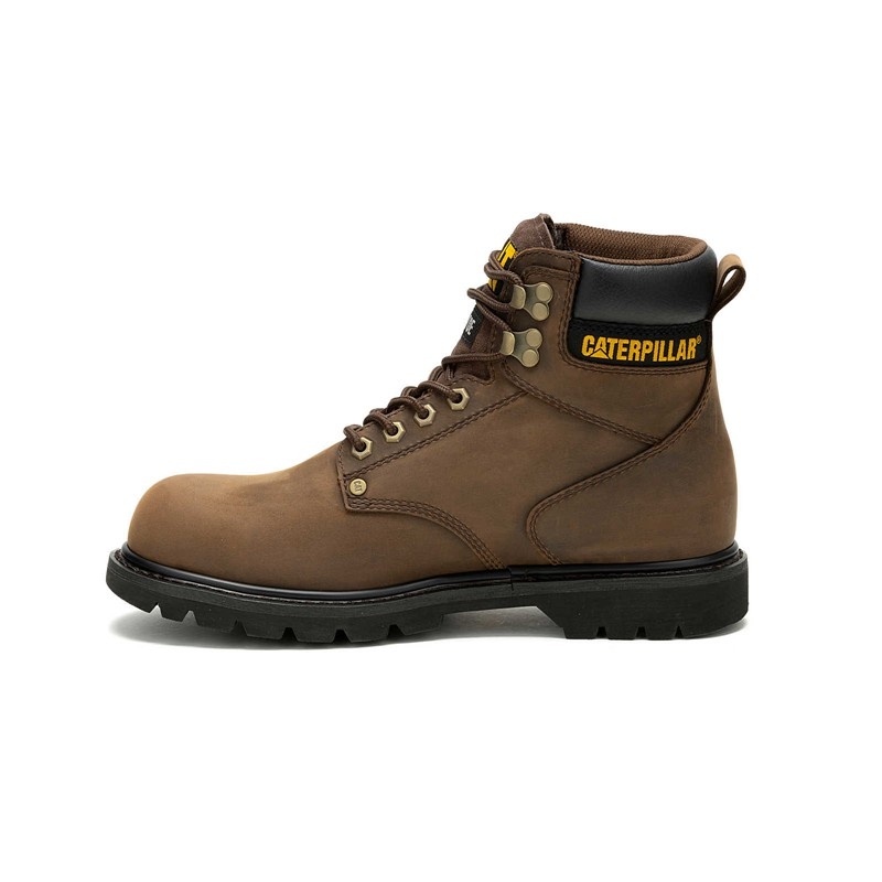 CatFootweat Second Shift Waterproof Steel Toe Men's Work Boots Dark Brown | 30ICRBNQF