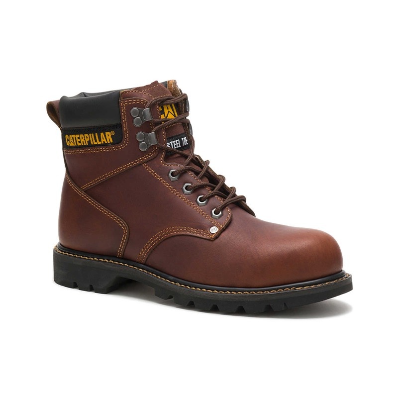 CatFootweat Steel Toe Men's Work Boots Brown | 78ZMPHRND