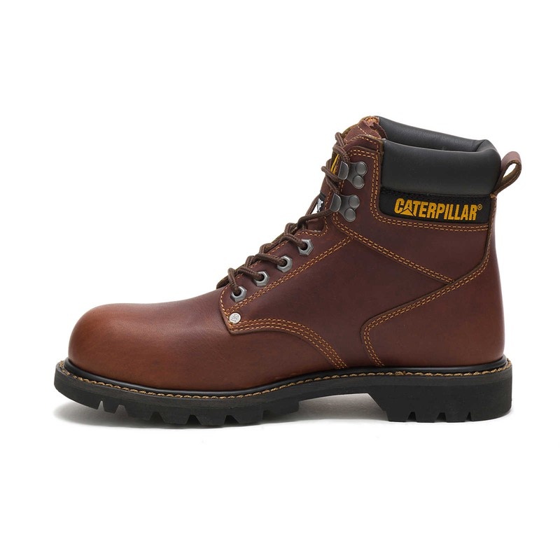 CatFootweat Steel Toe Men's Work Boots Brown | 78ZMPHRND