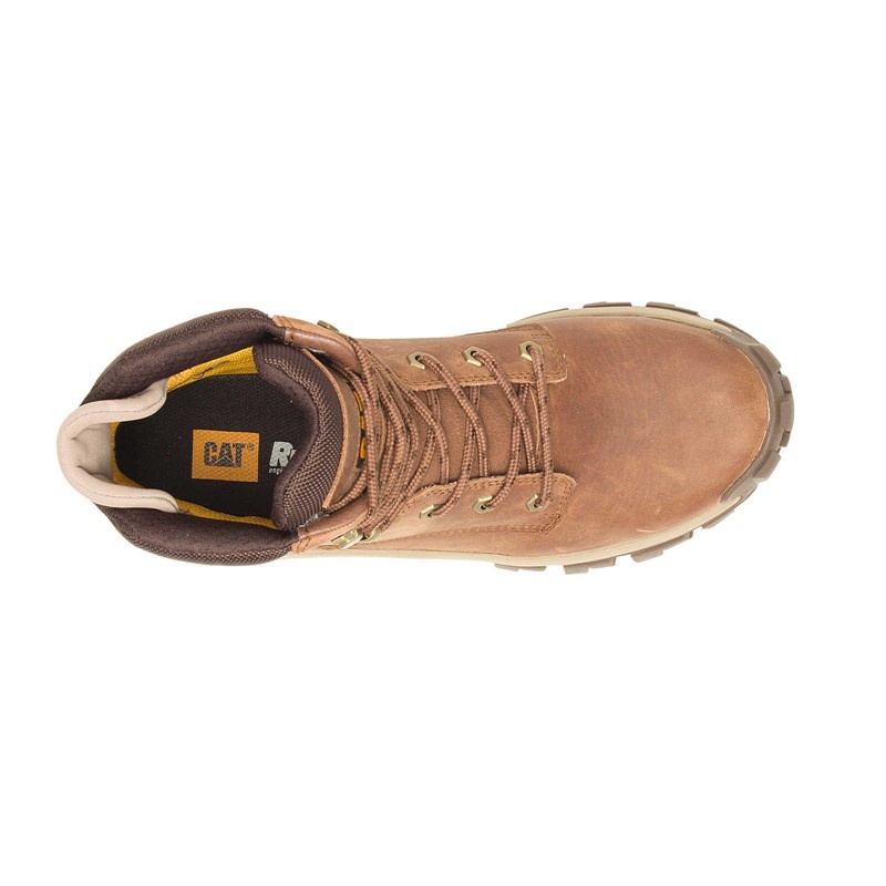 CatFootweat Steel Toe Men's Work Boots Light Brown | 56AELXCBY