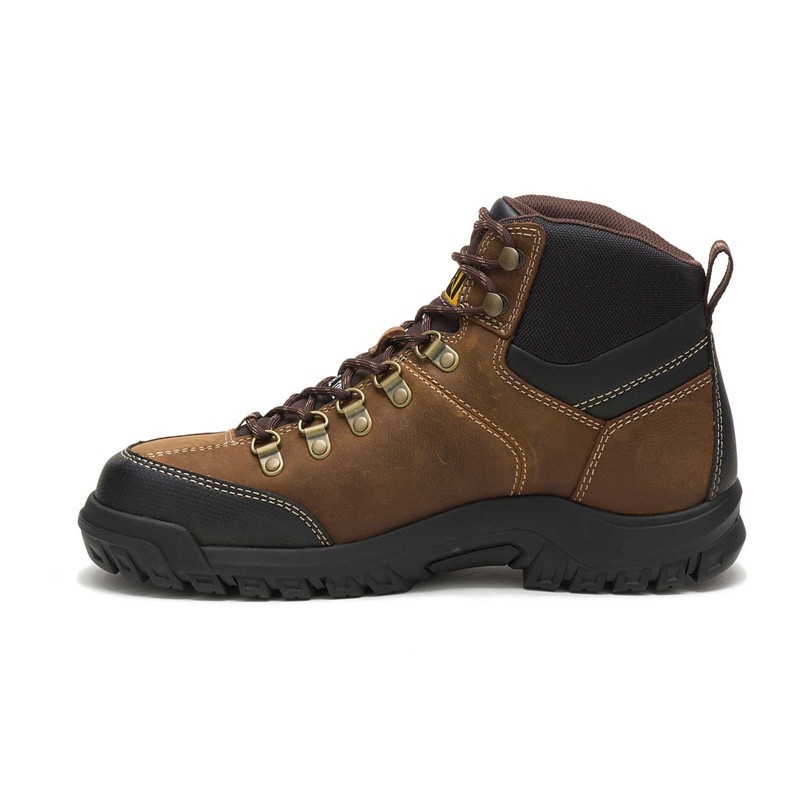 CatFootweat Threshold Waterproof Steel Toe Men's Work Boots Brown | 03LUDJSCH