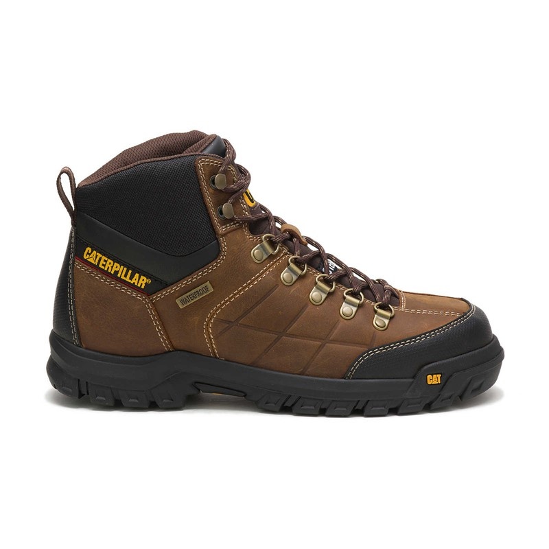 CatFootweat Threshold Waterproof Steel Toe Men\'s Work Boots Brown | 03LUDJSCH