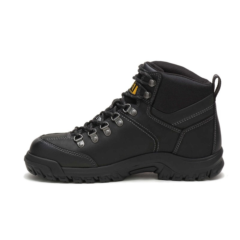 CatFootweat Threshold Waterproof Steel Toe Men's Work Boots Black | 26XUDWTJI