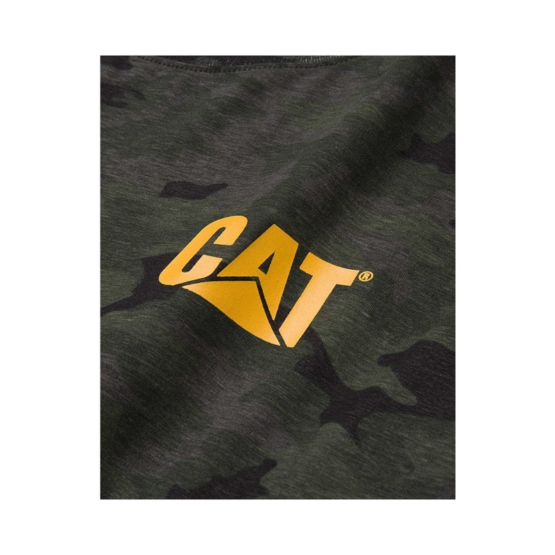 CatFootweat Trademark Banner Long Sleeve Tee Men's Clothing Camo | 92CYRXMKO