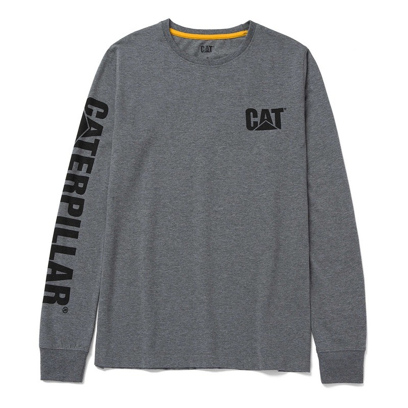 CatFootweat Trademark Banner Long Sleeve Tee Women's Workwear Dark Grey | 56DWVBAGI