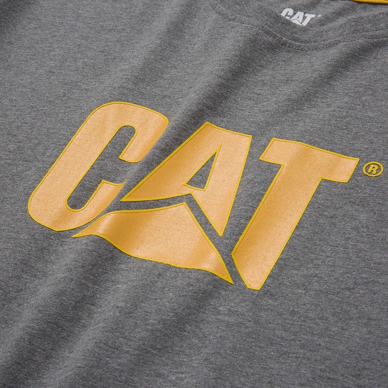 CatFootweat Trademark Logo Tee Men's Clothing Grey | 07QAEVHBT