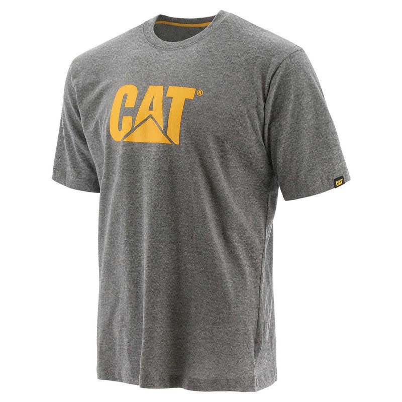 CatFootweat Trademark Logo Tee Men\'s Clothing Grey | 07QAEVHBT