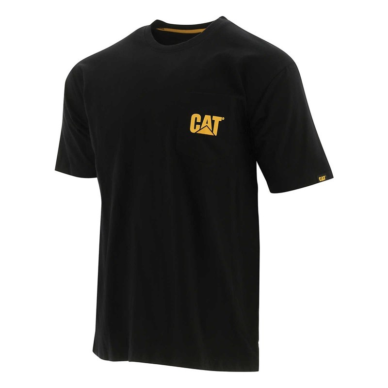 CatFootweat Trademark Pocket Tee Men\'s Clothing Black | 89QJCGIME