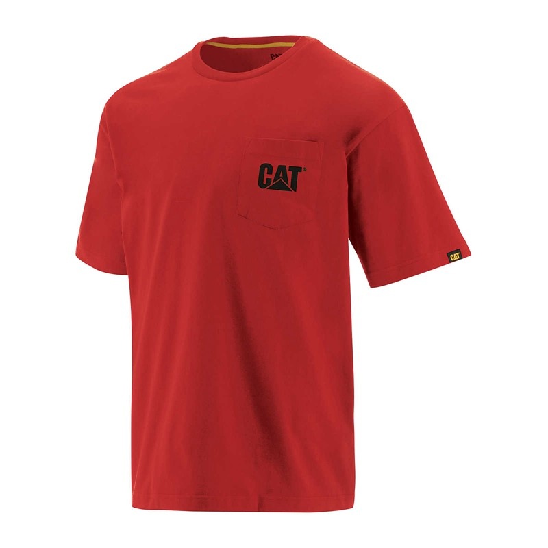 CatFootweat Trademark Pocket Tee Men\'s Clothing Red | 85PEZTLJM