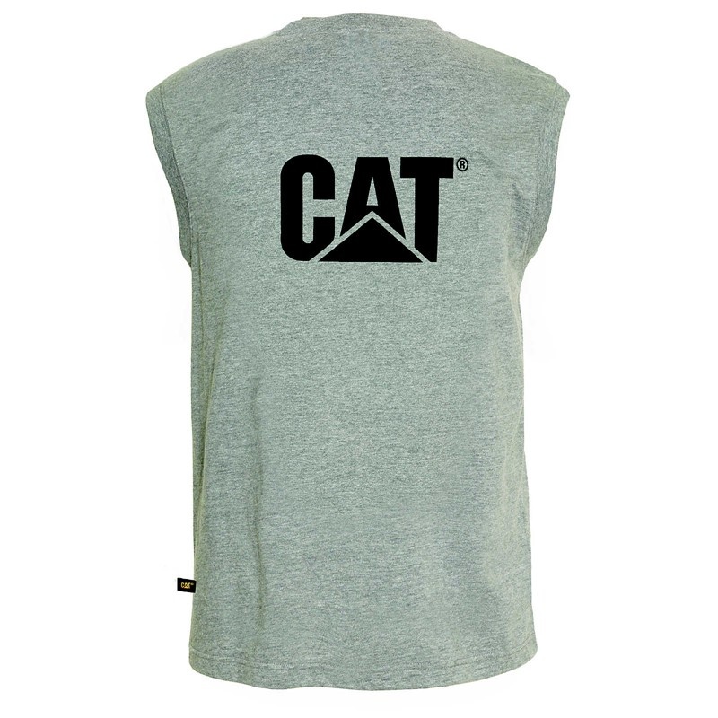 CatFootweat Trademark Sleeveless Pocket Tee Men's Clothing Grey | 67KNAXYOG