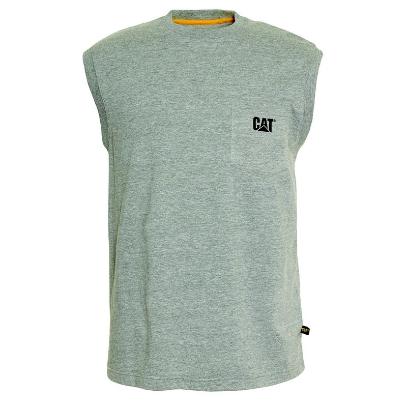 CatFootweat Trademark Sleeveless Pocket Tee Men\'s Clothing Grey | 67KNAXYOG