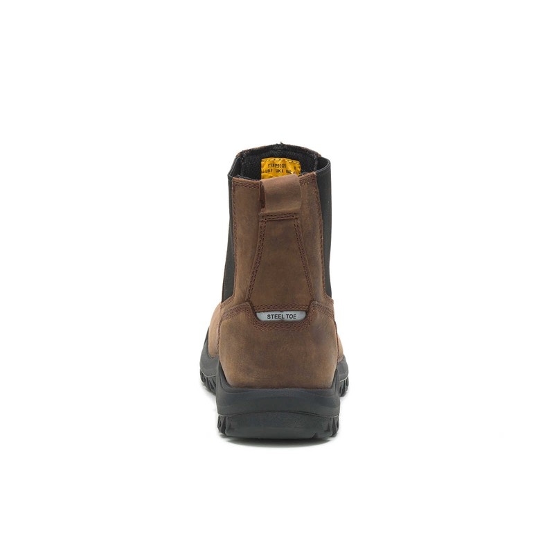 CatFootweat Wheelbase Steel Toe Men's Work Boots Dark Brown | 89KYXBTZN